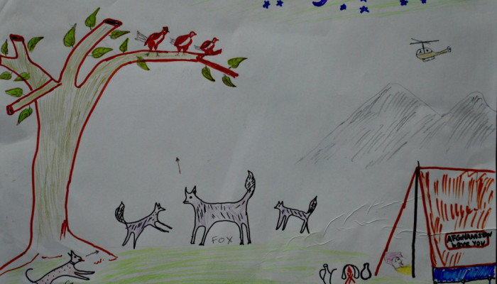 afghanistan tent helicopter drawing