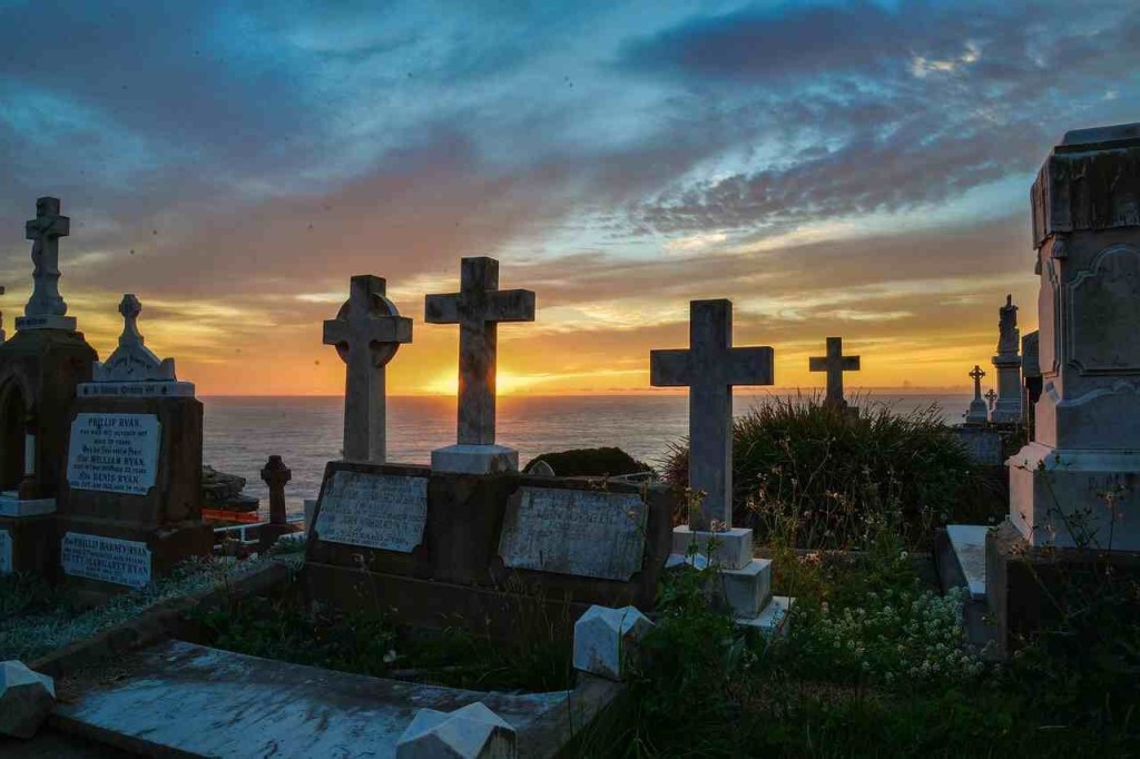 Gravestones looking out to sea